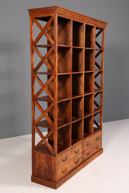 Fantastic solid Sheesham wood shelf Indian colonial antique style bookcase book storage library