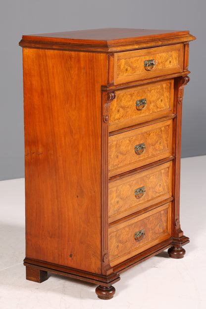 Noble Wilhelminian style chest of drawers Louis Philippe Vertiko walnut sideboard around 1880 chest of drawers