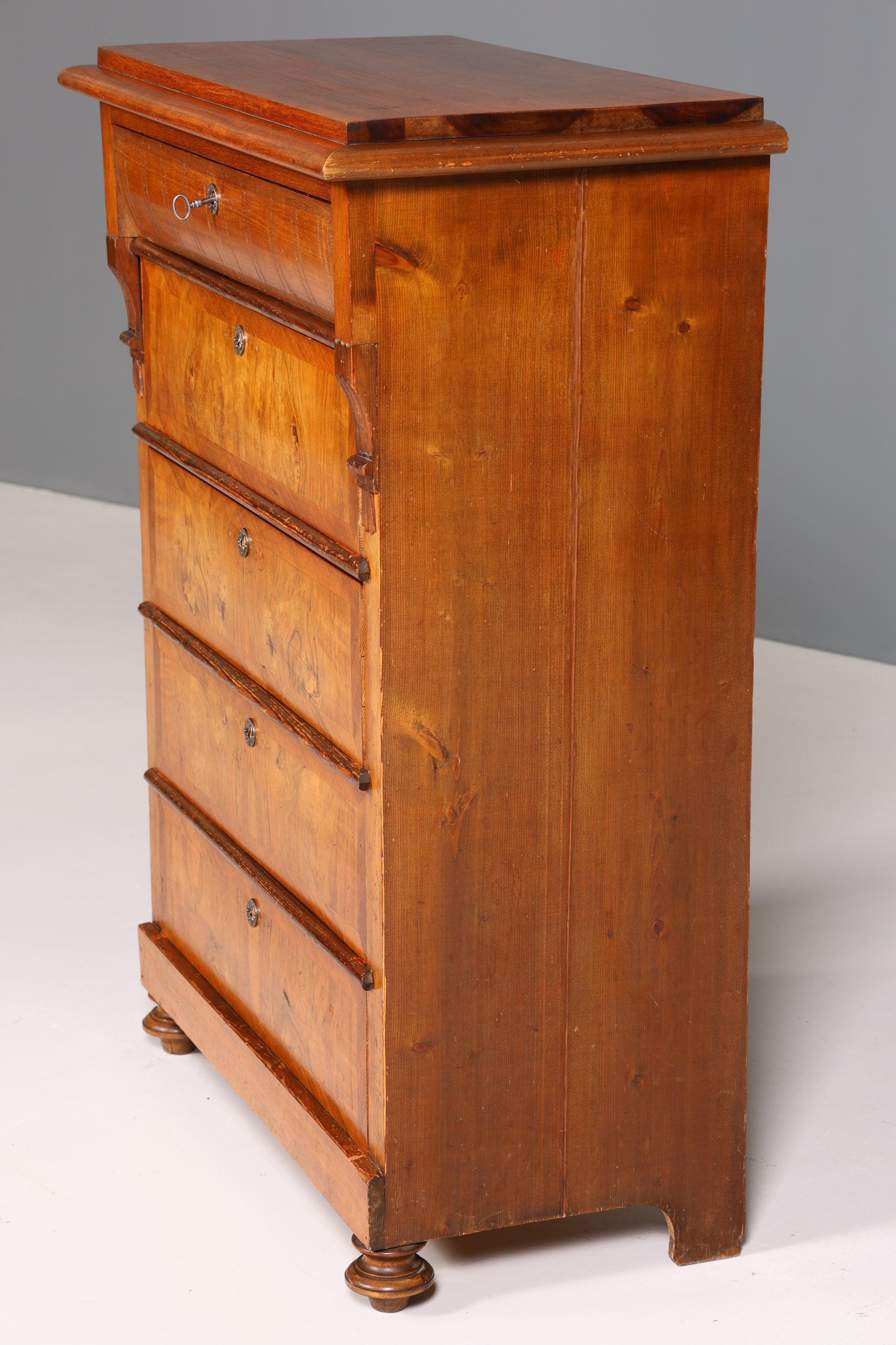 Wunderschönes Gründerzeit Vertiko Nussbaum Highboard Louis Philippe Kommode um 1880