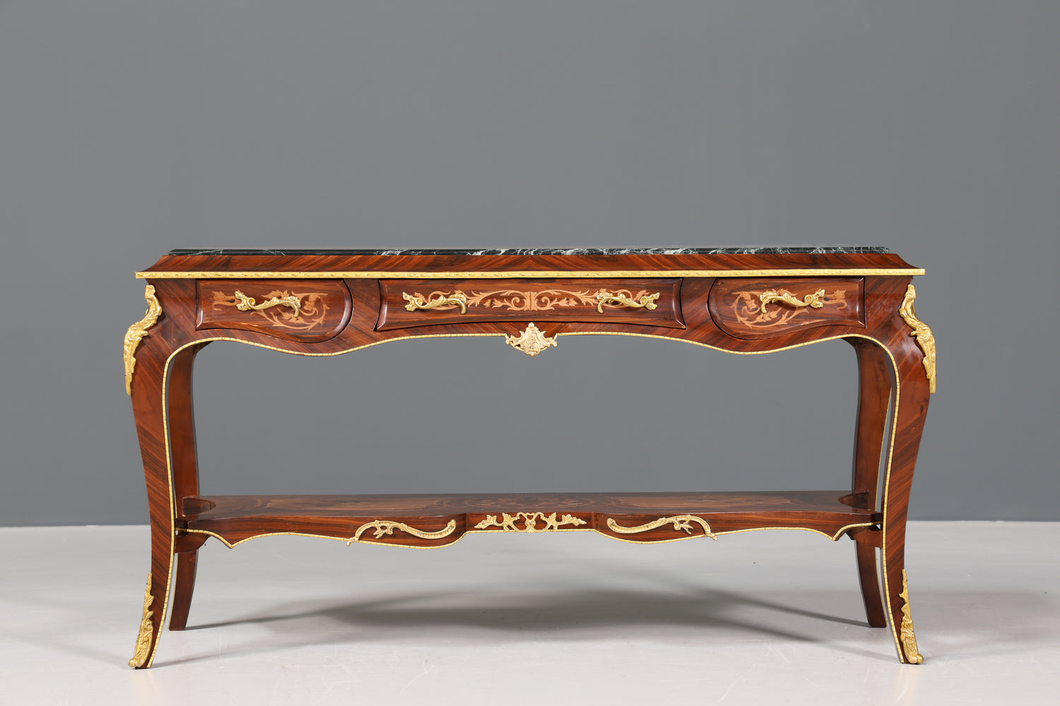 Beautiful baroque style console table marble antique style inlaid console