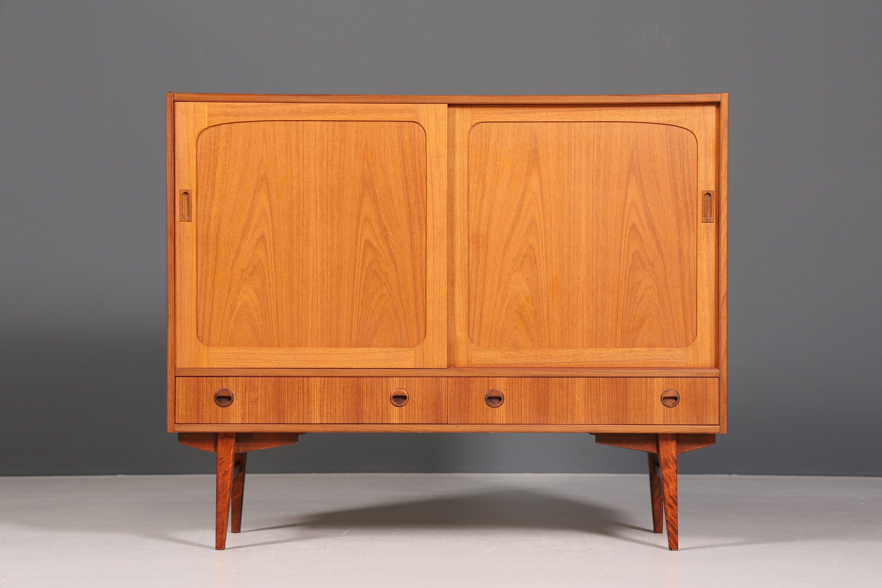 Stylish Mid Century Highboard &quot;Made in Denmark&quot; real wood cabinet retro sideboard shelf Scandinavian furniture