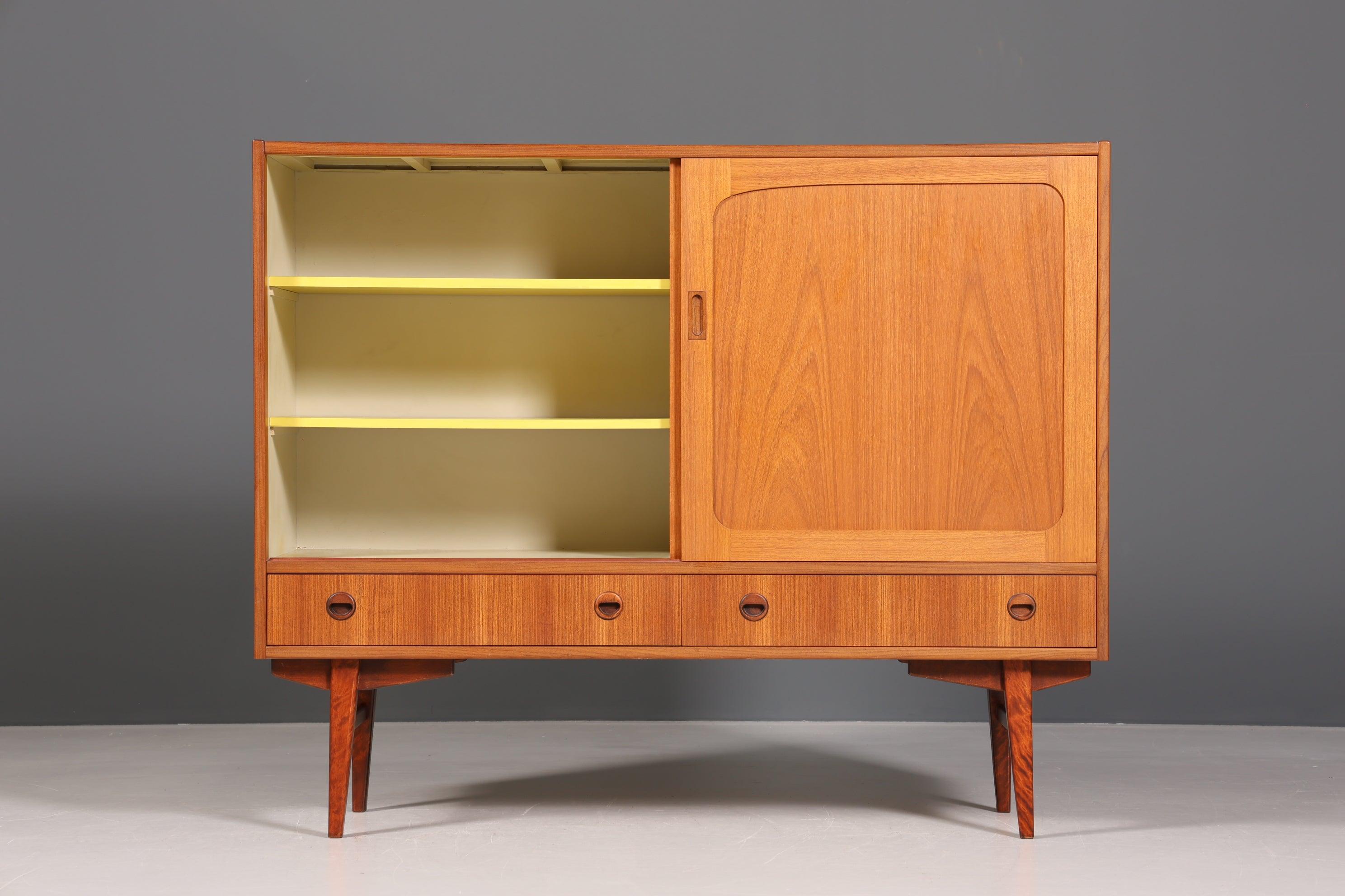 Stylish Mid Century Highboard &quot;Made in Denmark&quot; real wood cabinet retro sideboard shelf Scandinavian furniture