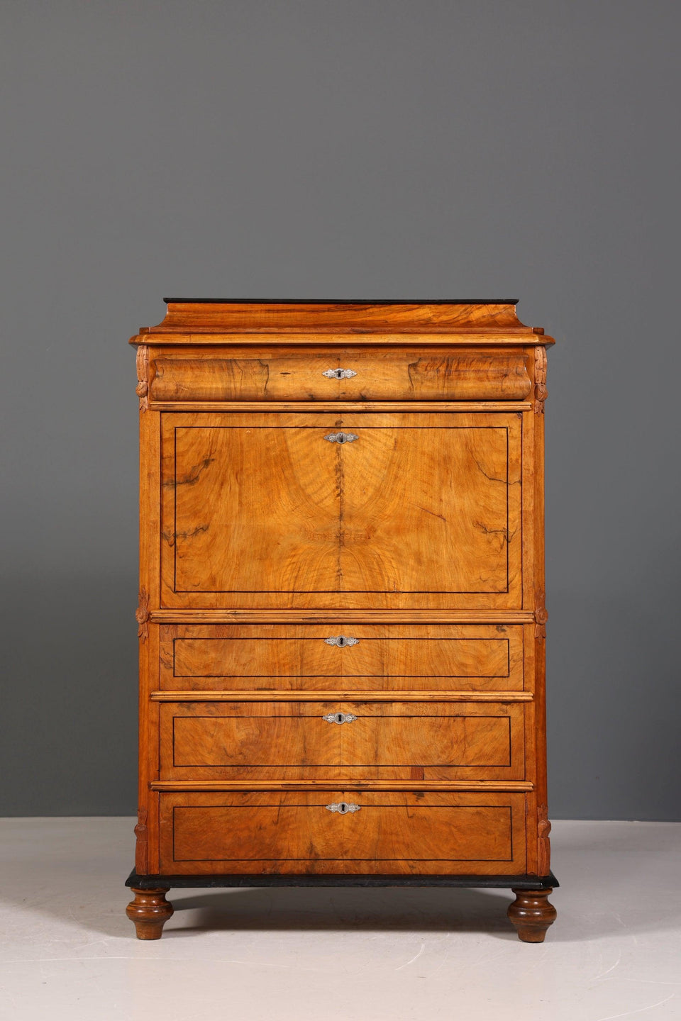 Noble Louis Philippe Secretary Biedermeier Vertiko Art Nouveau Antique Chest of Drawers around 1880 Writing Chest