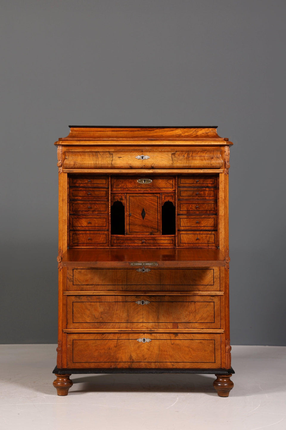 Noble Louis Philippe Secretary Biedermeier Vertiko Art Nouveau Antique Chest of Drawers around 1880 Writing Chest