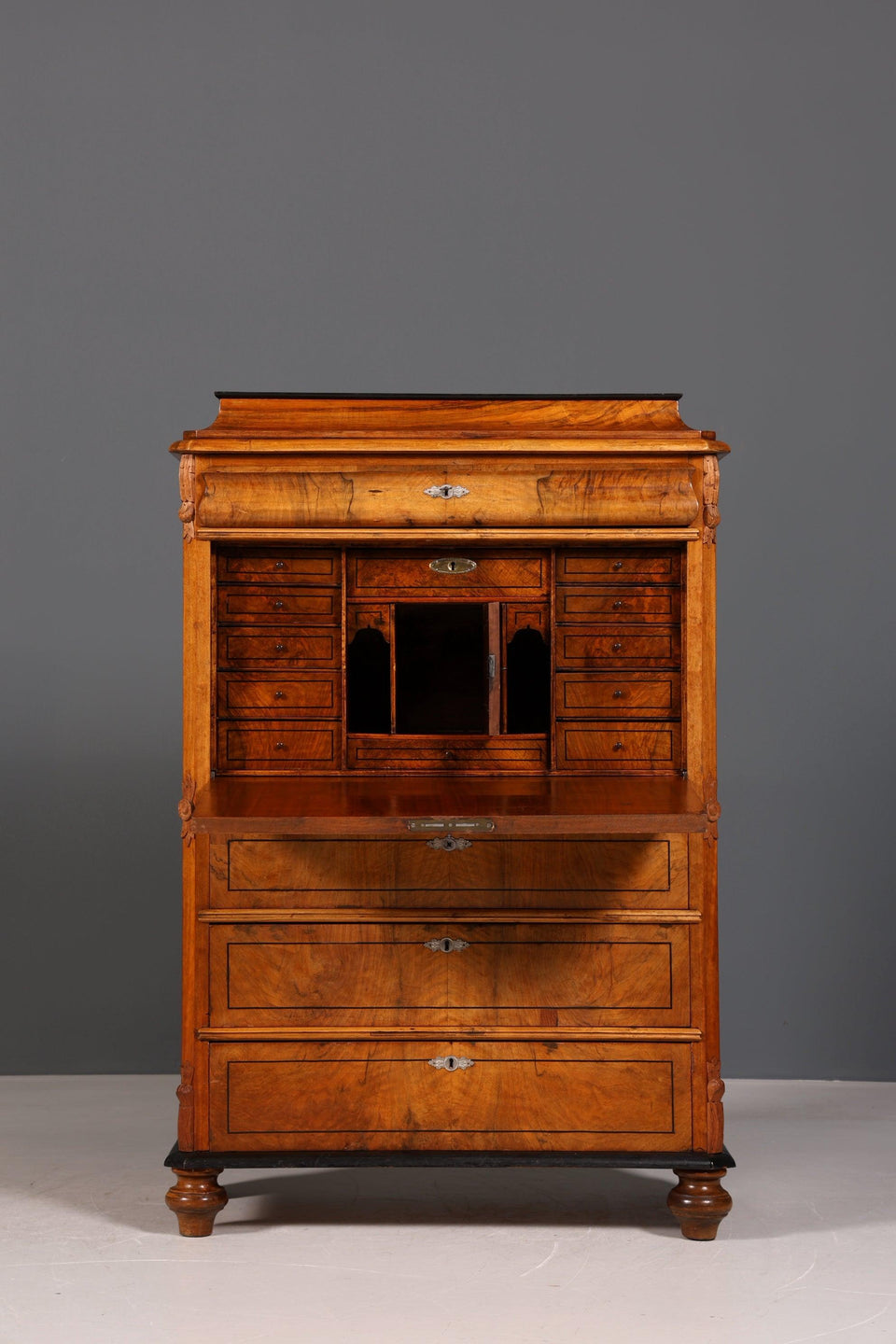 Noble Louis Philippe Secretary Biedermeier Vertiko Art Nouveau Antique Chest of Drawers around 1880 Writing Chest