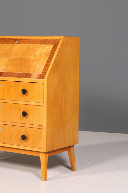 Beautiful Mid Century Secretary around 1960 Writing Furniture Real Wood Office Chest of Drawers