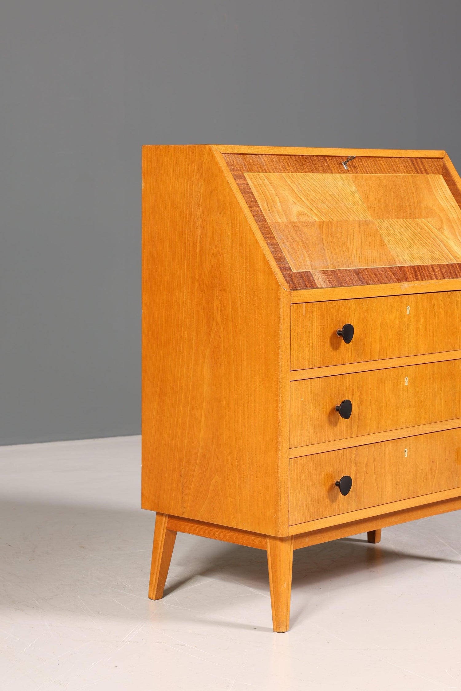 Beautiful Mid Century Secretary around 1960 Writing Furniture Real Wood Office Chest of Drawers