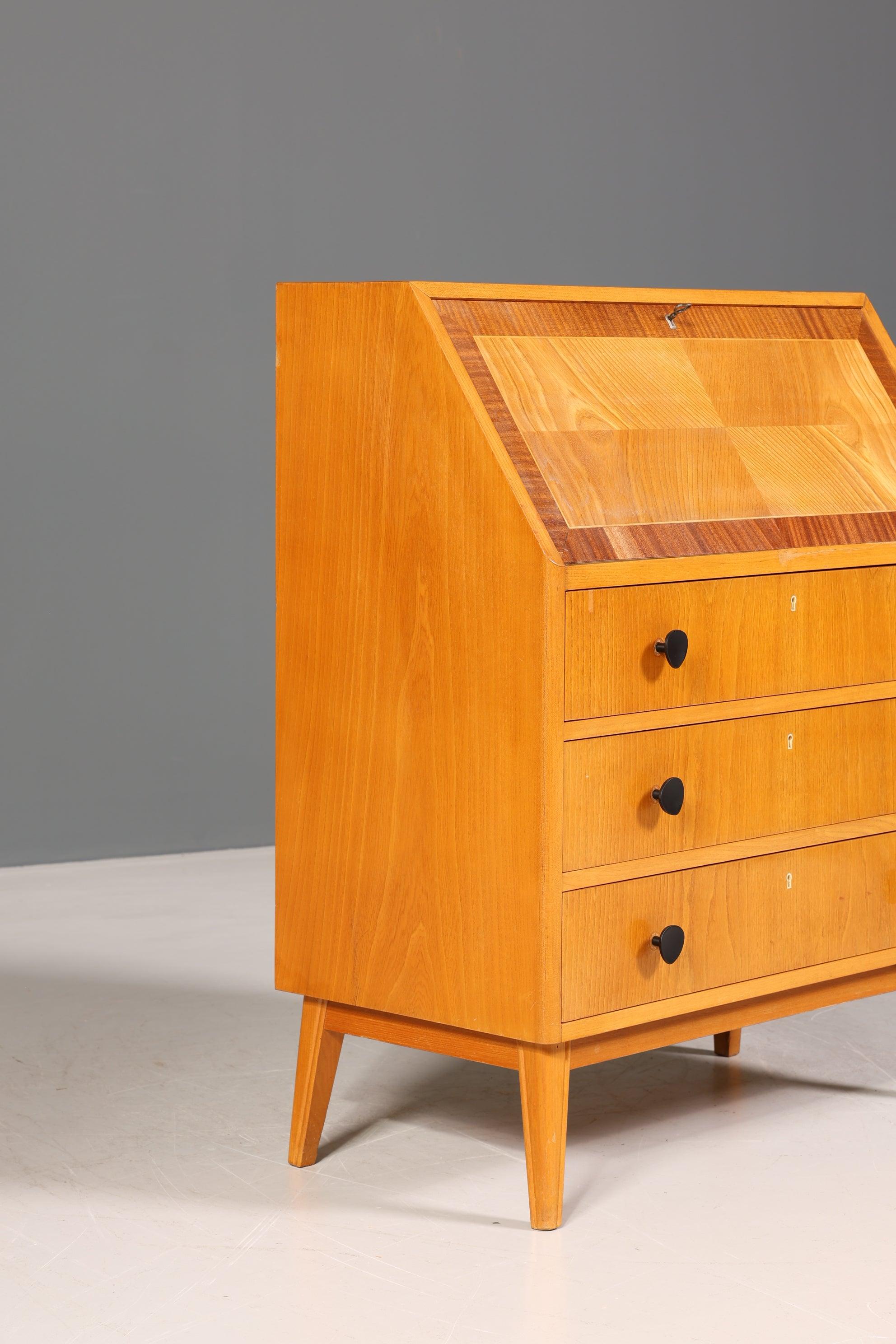 Beautiful Mid Century Secretary around 1960 Writing Furniture Real Wood Office Chest of Drawers