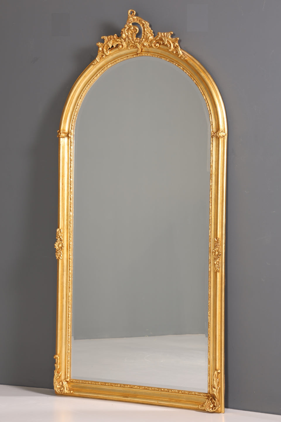 Stylish splendor baroque style standing mirror antique style gold ornament hall mirror