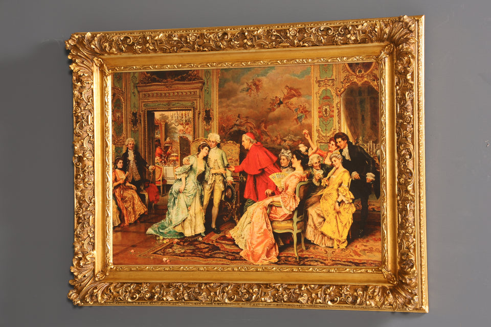 Prunkvolles Barock Stil Bild Ornamenten Wandbild Gold Kunstdruck Gemälde Wandkunst