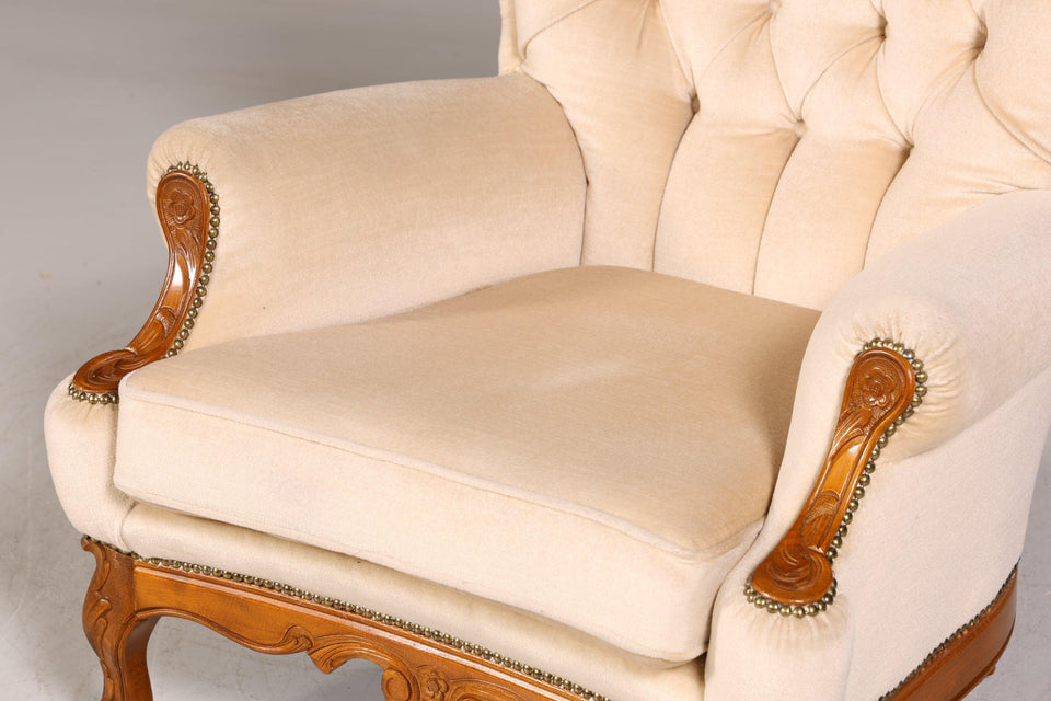 Beautiful Chippendale armchair antique baroque style Chesterfield armchair velvet upholstered armchair