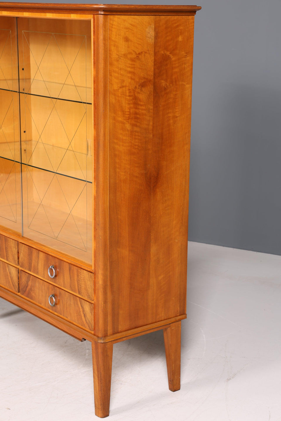 Beautiful Mid Century Display Cabinet Retro Walnut Cabinet Bookcase Vertiko Chest of Drawers