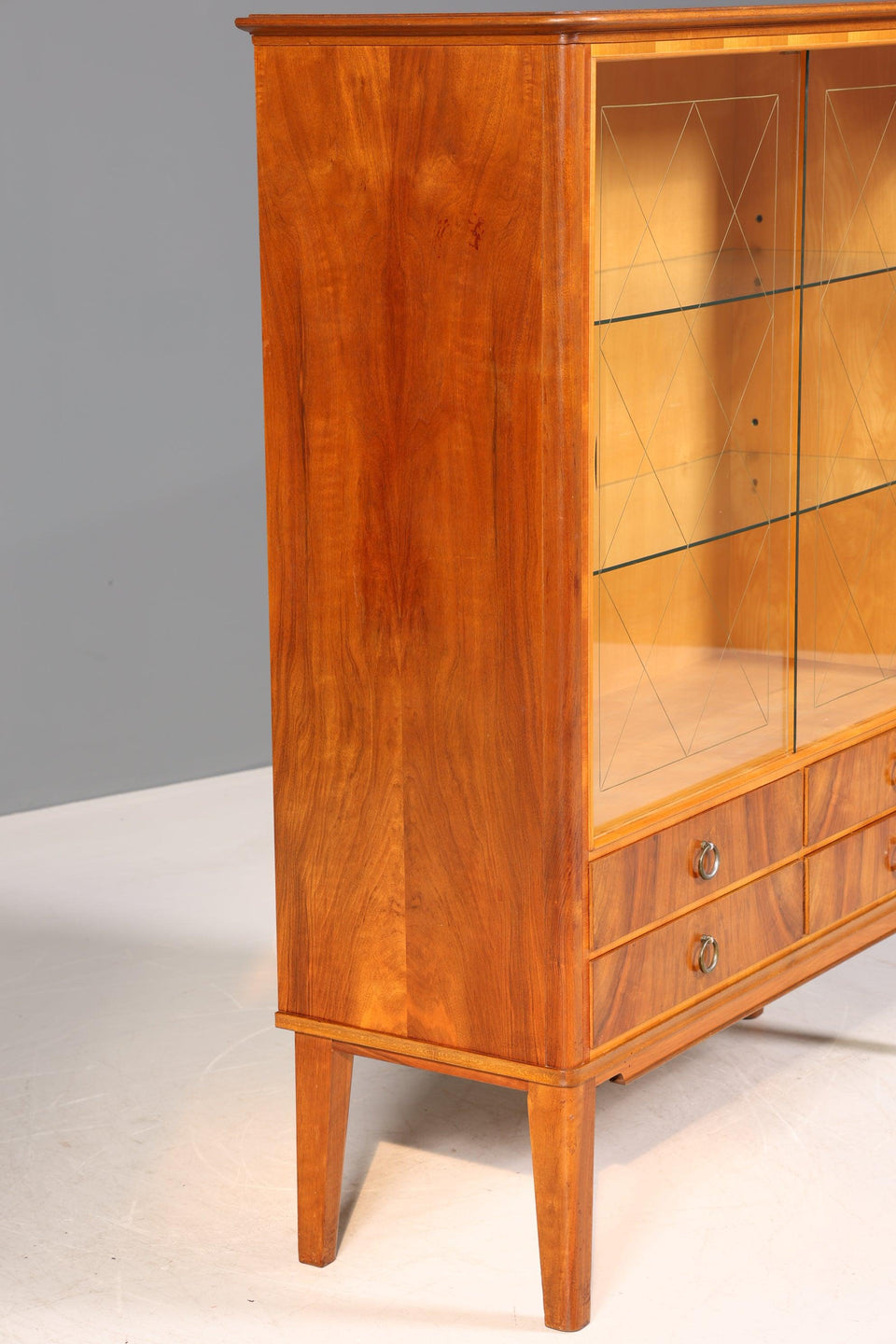 Beautiful Mid Century Display Cabinet Retro Walnut Cabinet Bookcase Vertiko Chest of Drawers