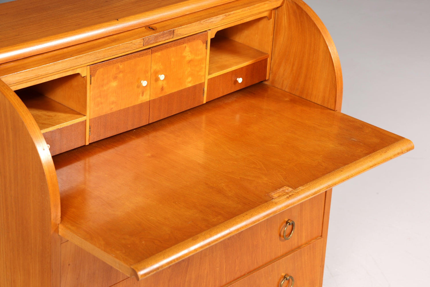 Stilvoller Mid Century Rollladen Sekretär echt Holz Büro Schrank Vintage Schreibkommode