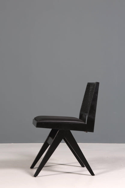 Sehr edler Korbgeflecht Stuhl &quot;Vienna Black&quot; schwarzer Bauhaus Relax Lounge Chair Küchenstuhl Sekretär Stuhl