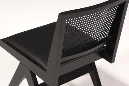 Sehr edler Korbgeflecht Stuhl &quot;Vienna Black&quot; schwarzer Bauhaus Relax Lounge Chair Küchenstuhl Sekretär Stuhl