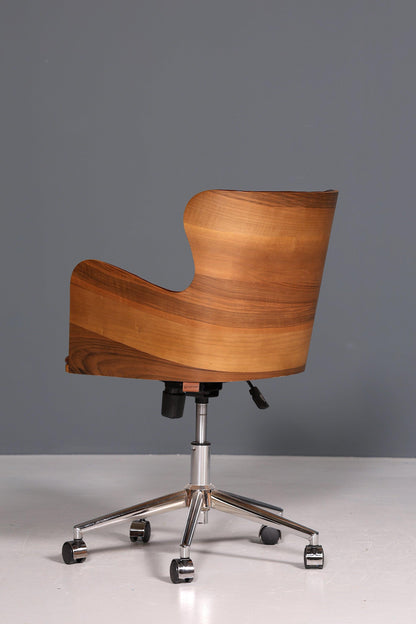 Chesterfield office armchair &quot;Leon-Office&quot; brown walnut