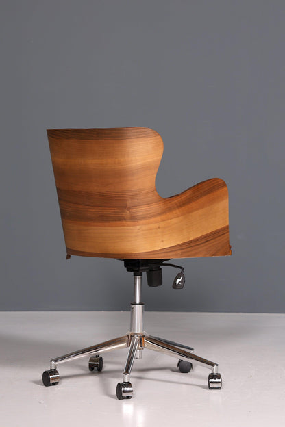 Chesterfield office armchair &quot;Leon-Office&quot; brown walnut