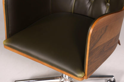 Chesterfield Office Armchair &quot;Leon-Office&quot; Walnut Green