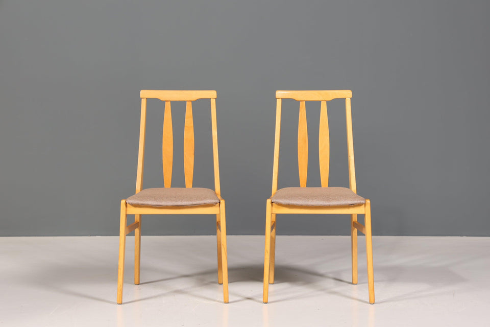 2x Simple Mid Century Chairs Retro Chair Set Danish Design Kitchen Chairs Dining Room Chairs