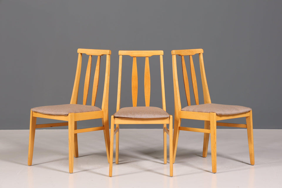 2x Simple Mid Century Chairs Retro Chair Set Danish Design Kitchen Chairs Dining Room Chairs