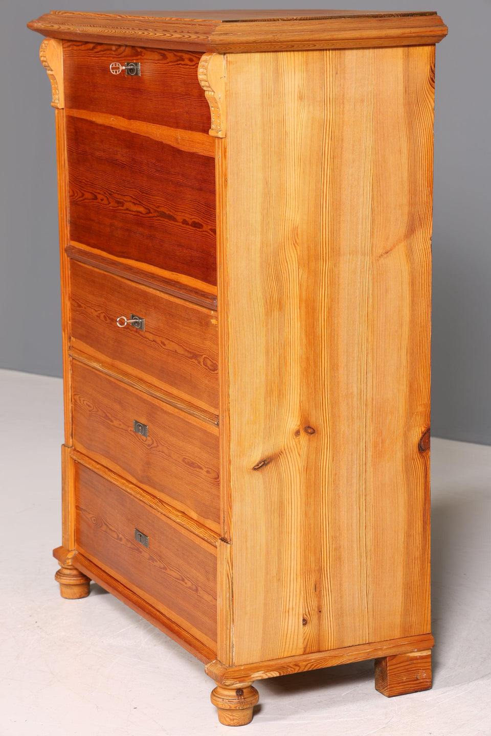 Beautiful Art Nouveau Secretary Vertiko Antique Softwood Chest of Drawers around 1890 Writing Chest