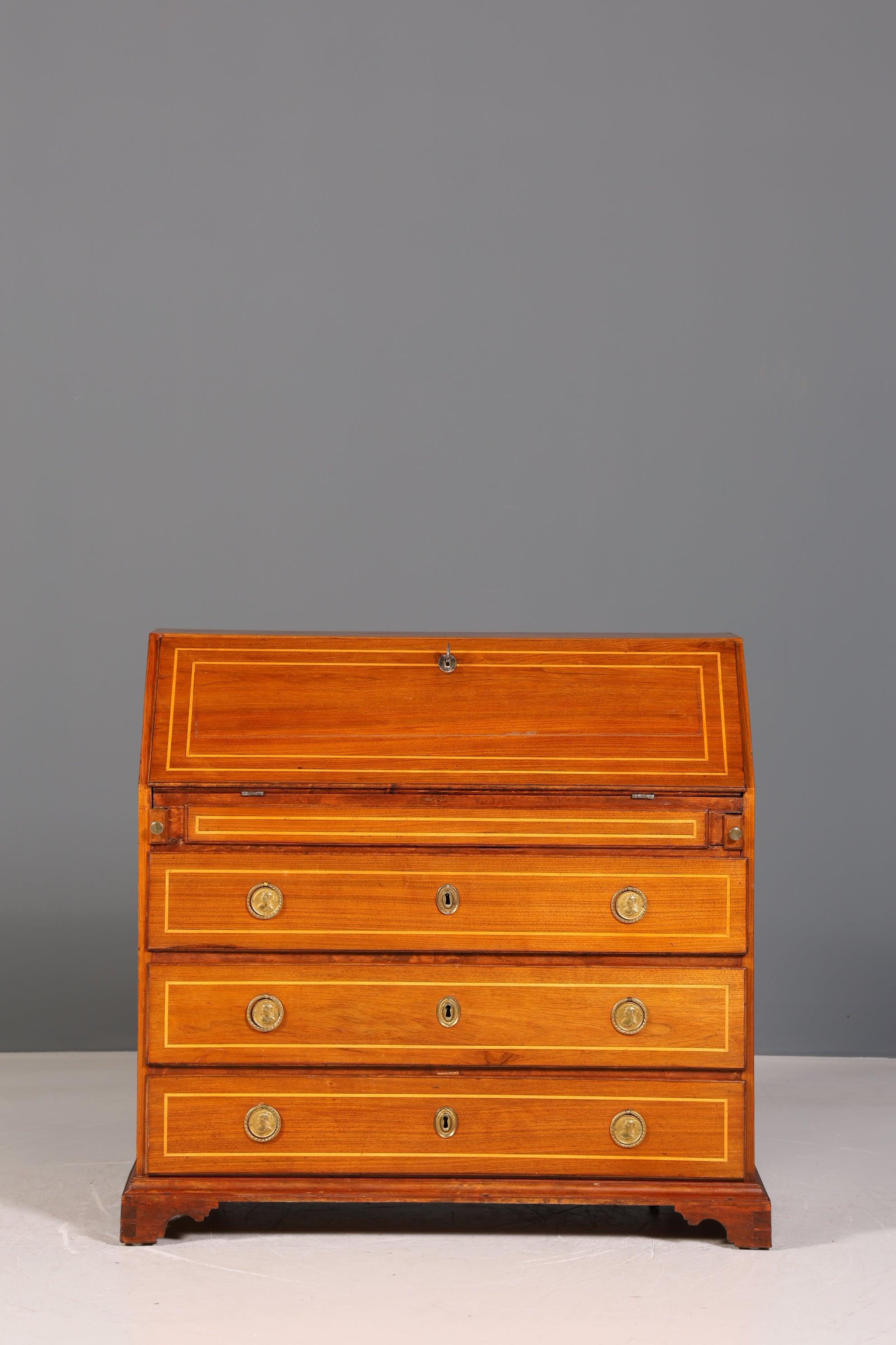 Beautiful English secretary real wood writing chest UK antique desk chest of drawers