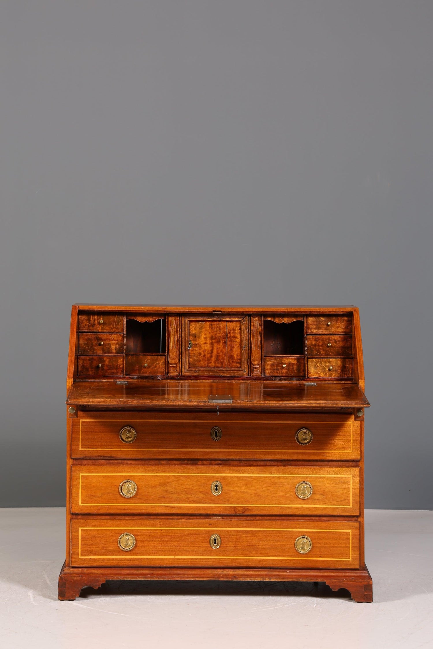 Beautiful English secretary real wood writing chest UK antique desk chest of drawers