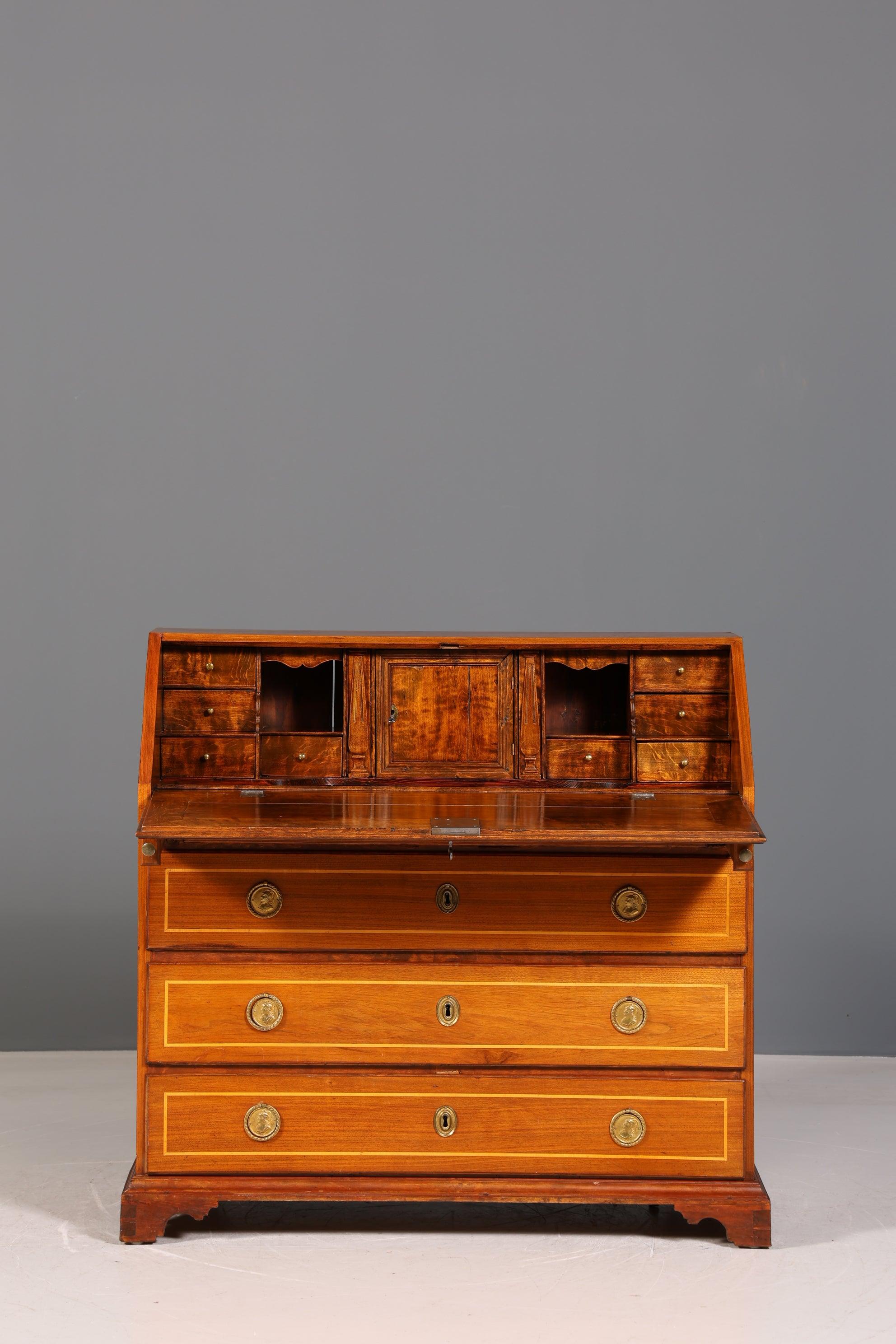 Beautiful English secretary real wood writing chest UK antique desk chest of drawers