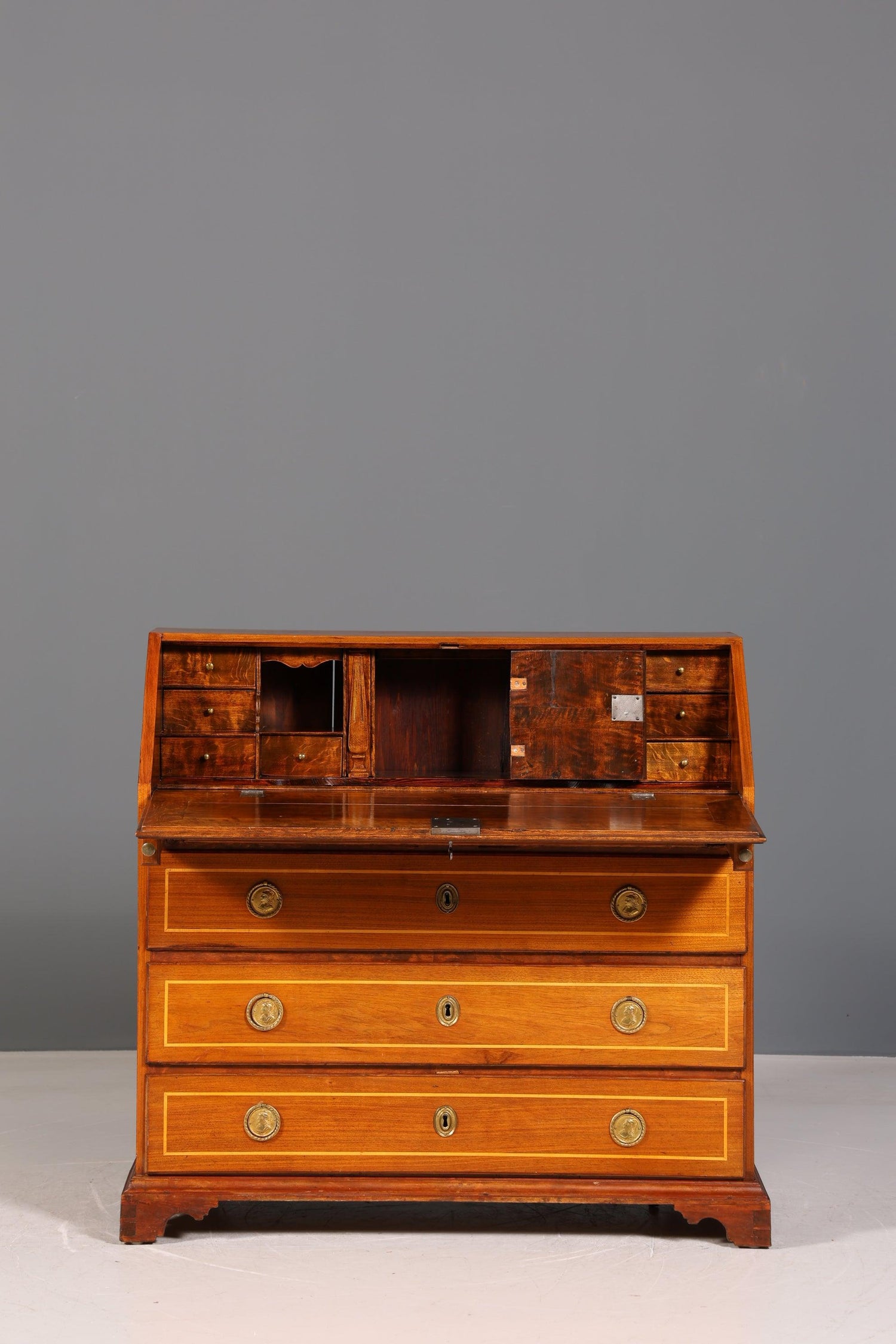 Beautiful English secretary real wood writing chest UK antique desk chest of drawers