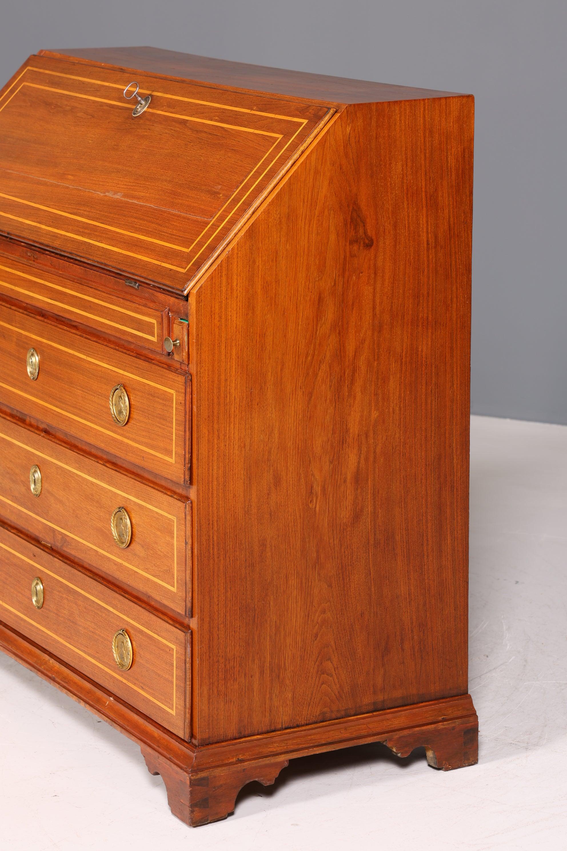 Beautiful English secretary real wood writing chest UK antique desk chest of drawers