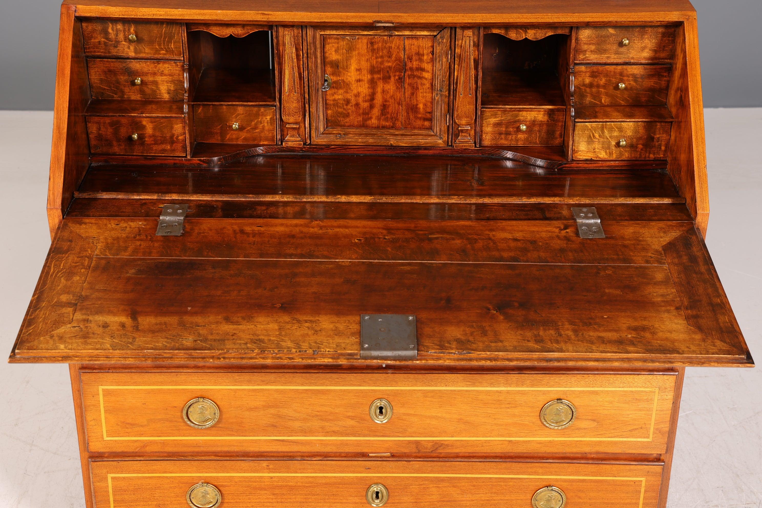 Beautiful English secretary real wood writing chest UK antique desk chest of drawers