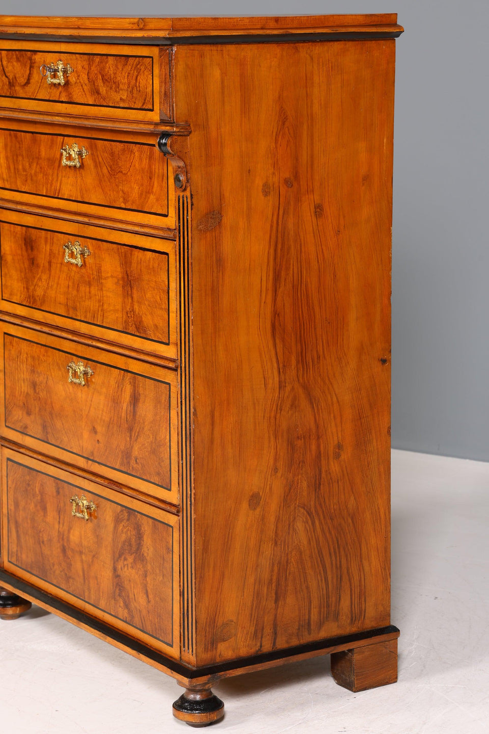 Stylish Wilhelminian style Vertiko walnut highboard Louis Philippe chest of drawers around 1880