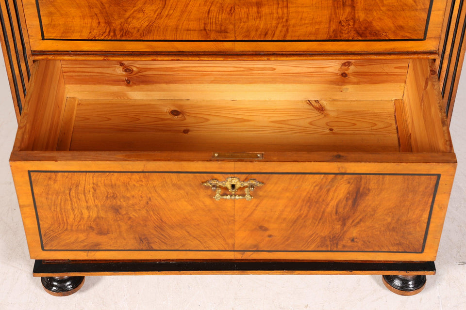 Stylish Wilhelminian style Vertiko walnut highboard Louis Philippe chest of drawers around 1880