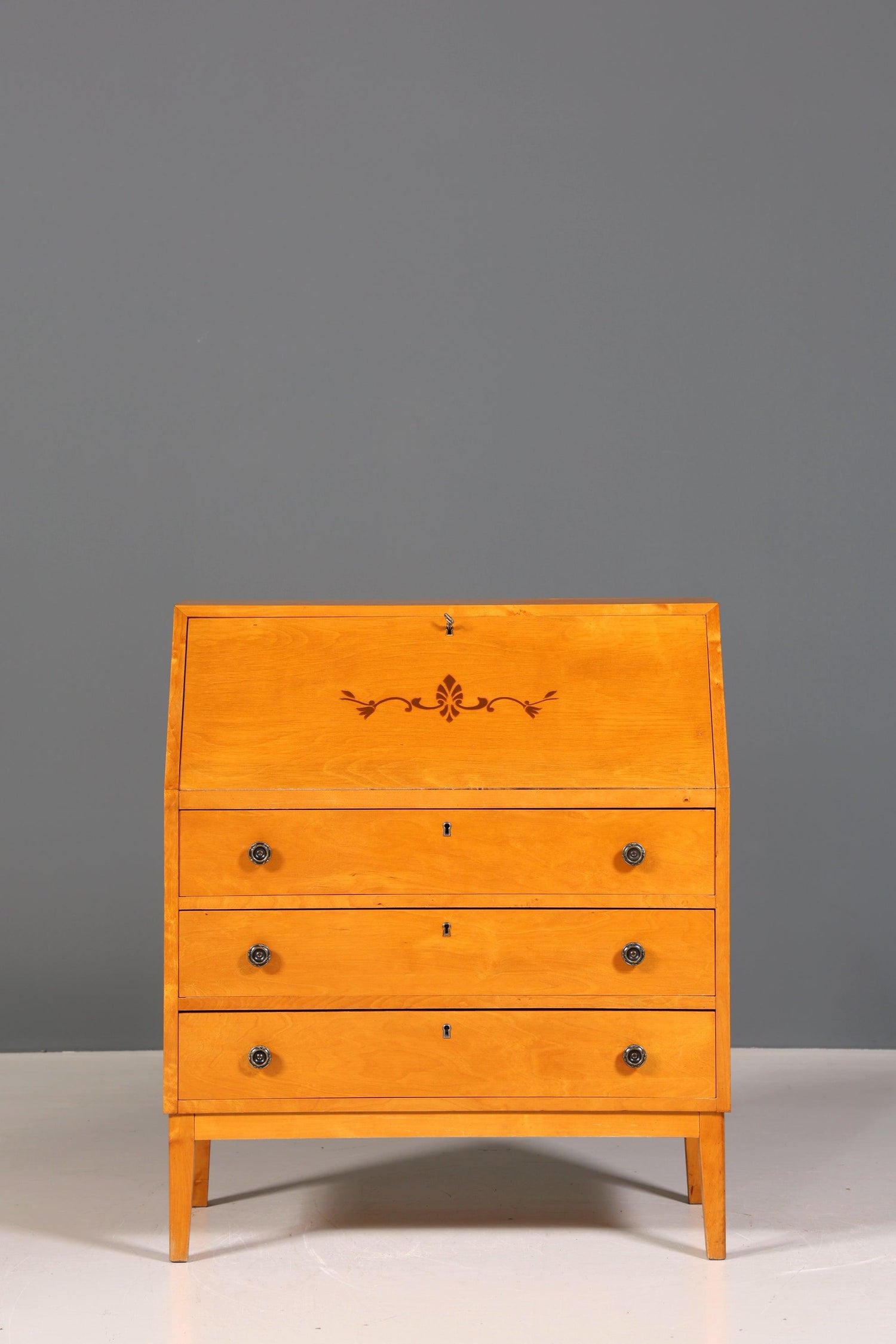 Dreamlike secretary in Biedermeier style around 1940 writing furniture real wood office chest of drawers