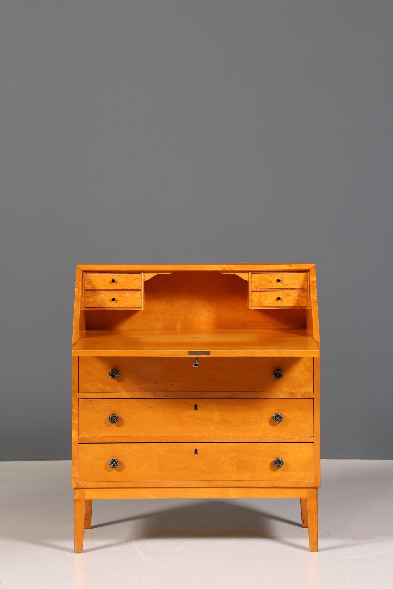 Dreamlike secretary in Biedermeier style around 1940 writing furniture real wood office chest of drawers