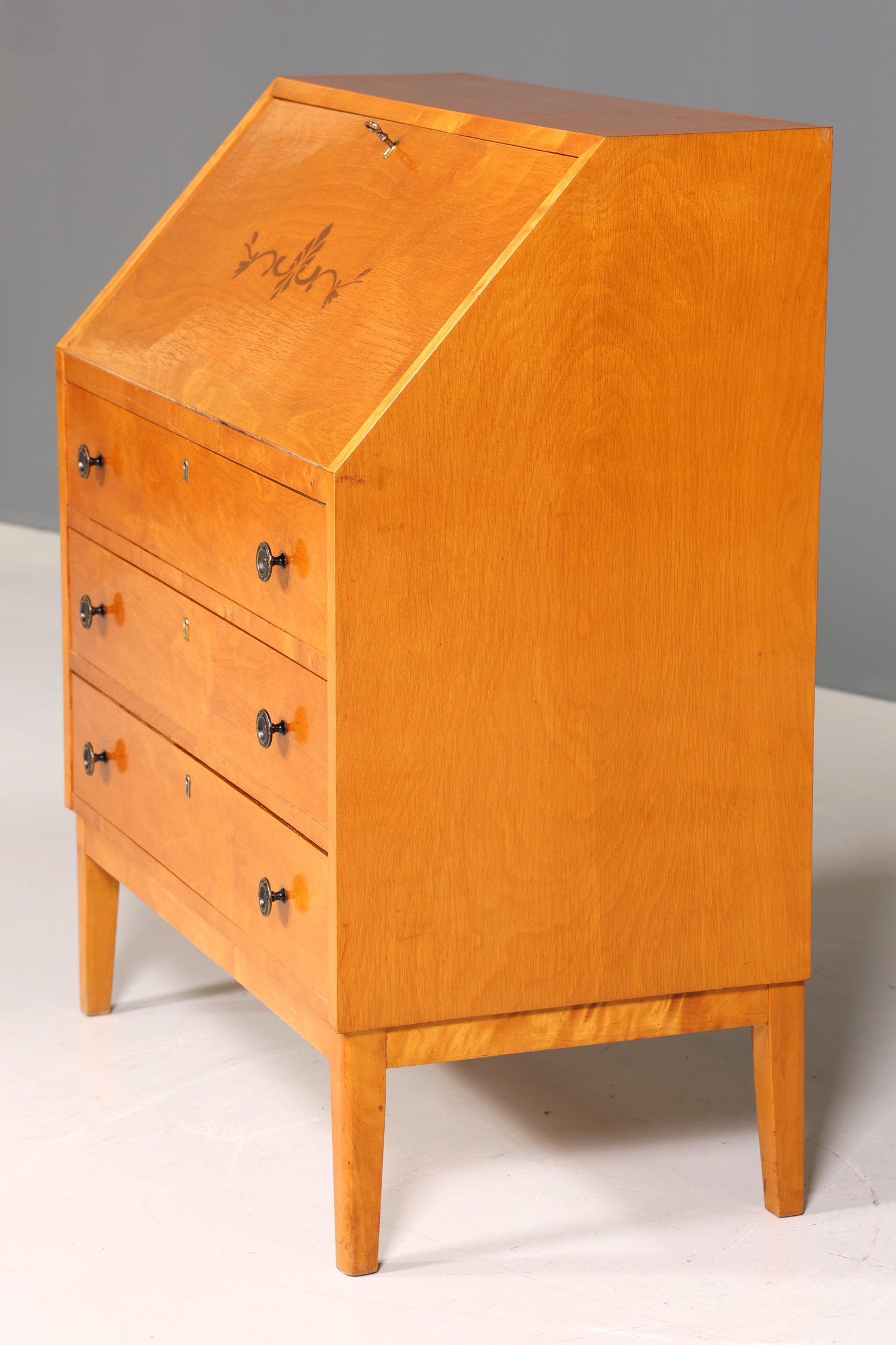 Dreamlike secretary in Biedermeier style around 1940 writing furniture real wood office chest of drawers