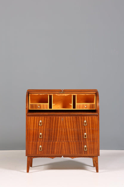 Wunderschöner Mid Century Rollladen Sekretär echt Holz Schrank Office Kommode 60er Jahre