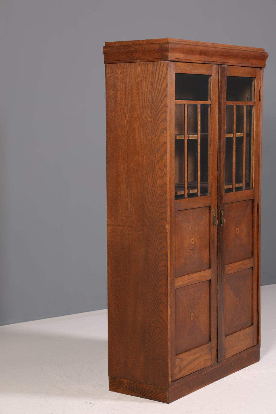 Traumhafte Jugendstil Vitrine Antike Holz Bücherschrank Eiche Antik Schrank 1 von 2