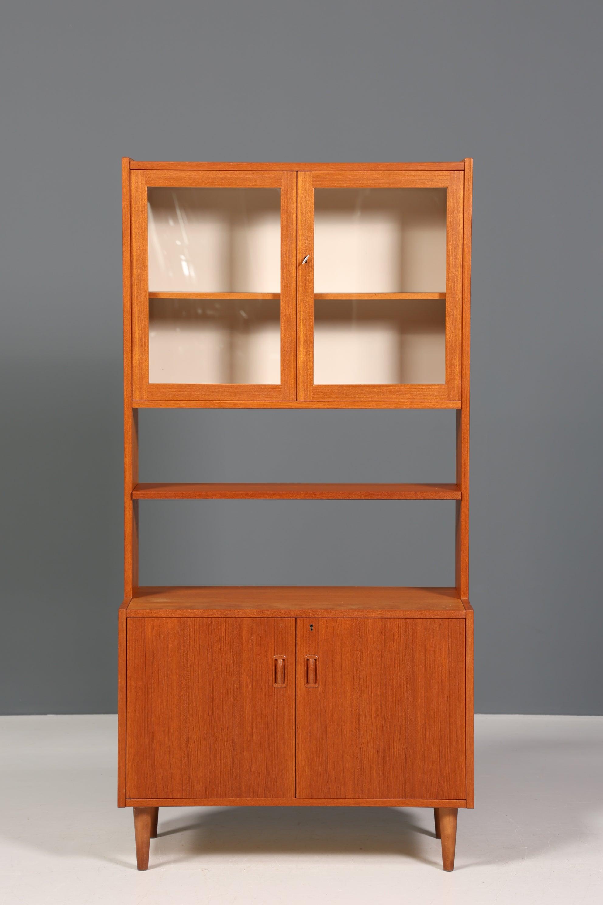 Wunderschönes Mid Century Regal Vintage Teak Holz Vitrine Schrank &quot;Made in Denmark&quot; Kommode