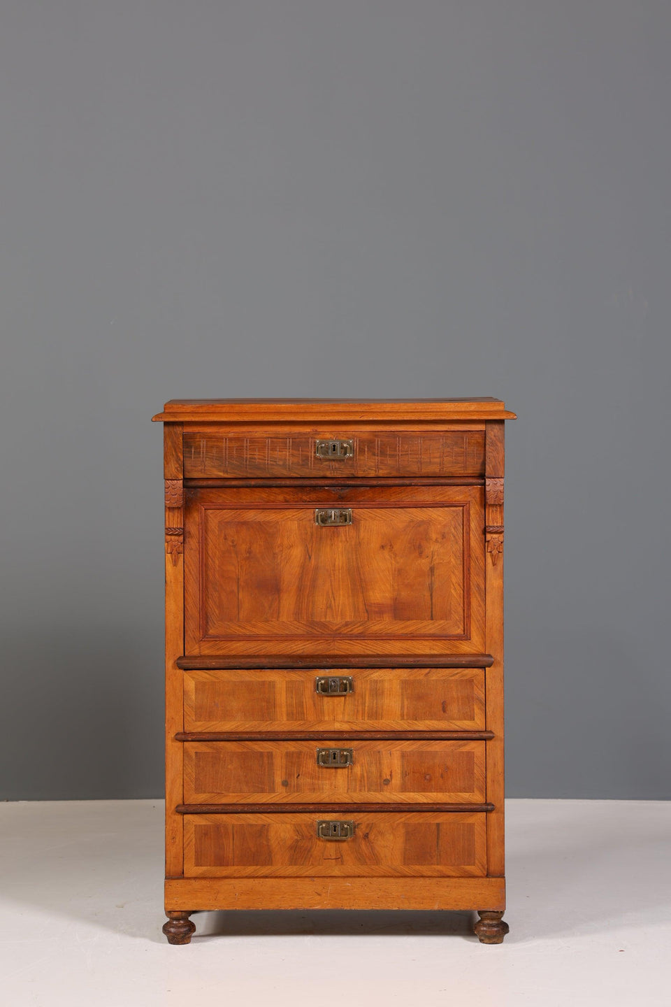 Beautiful Wilhelminian style secretary Vertiko highboard Louis Philippe chest of drawers around 1880