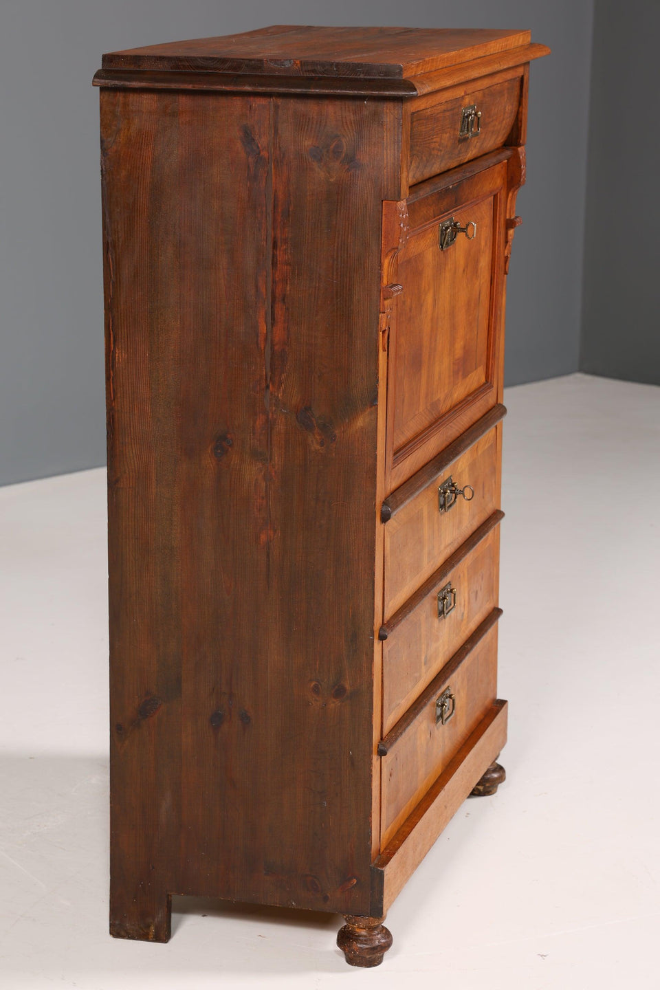 Beautiful Wilhelminian style secretary Vertiko highboard Louis Philippe chest of drawers around 1880