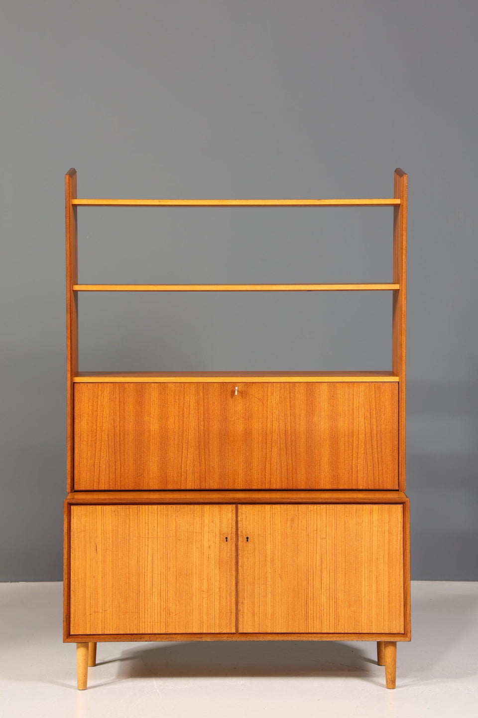 Simple Mid Century Shelf Danish Design Bookcase Retro Folding Cabinet Secretary Chest of Drawers 60s