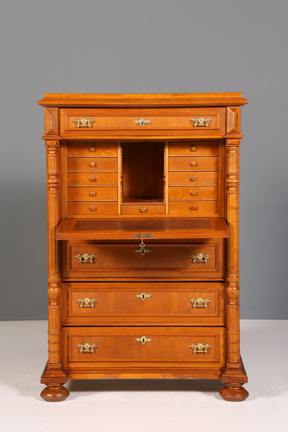 Stilvoller Gründerzeit Sekretär Vertiko Highboard Louis Philippe Kommode um 1880