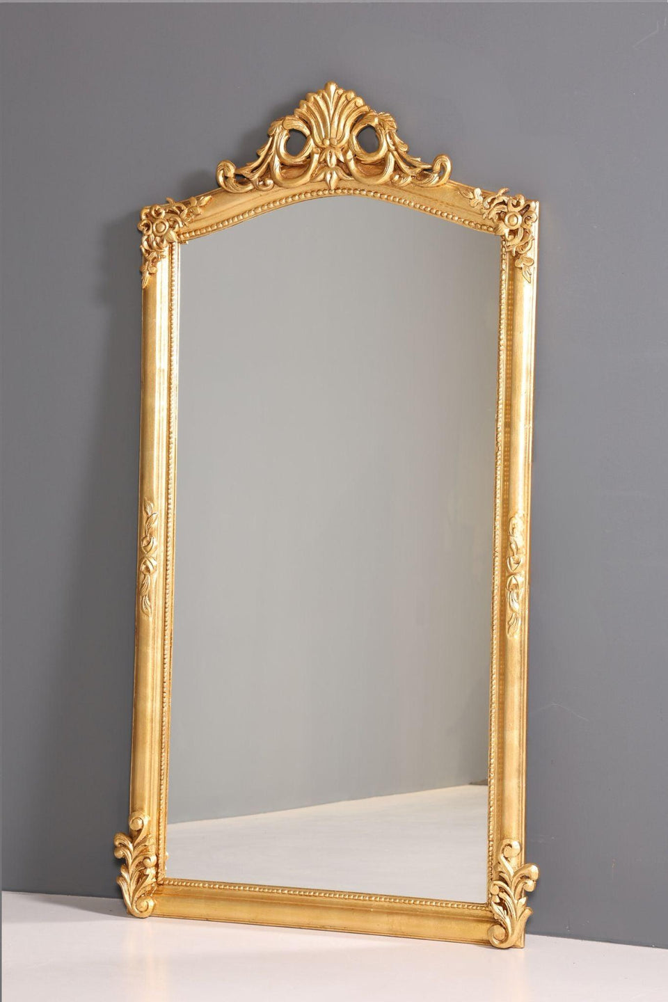 Stylish splendor baroque style standing mirror antique style gold ornament hall mirror