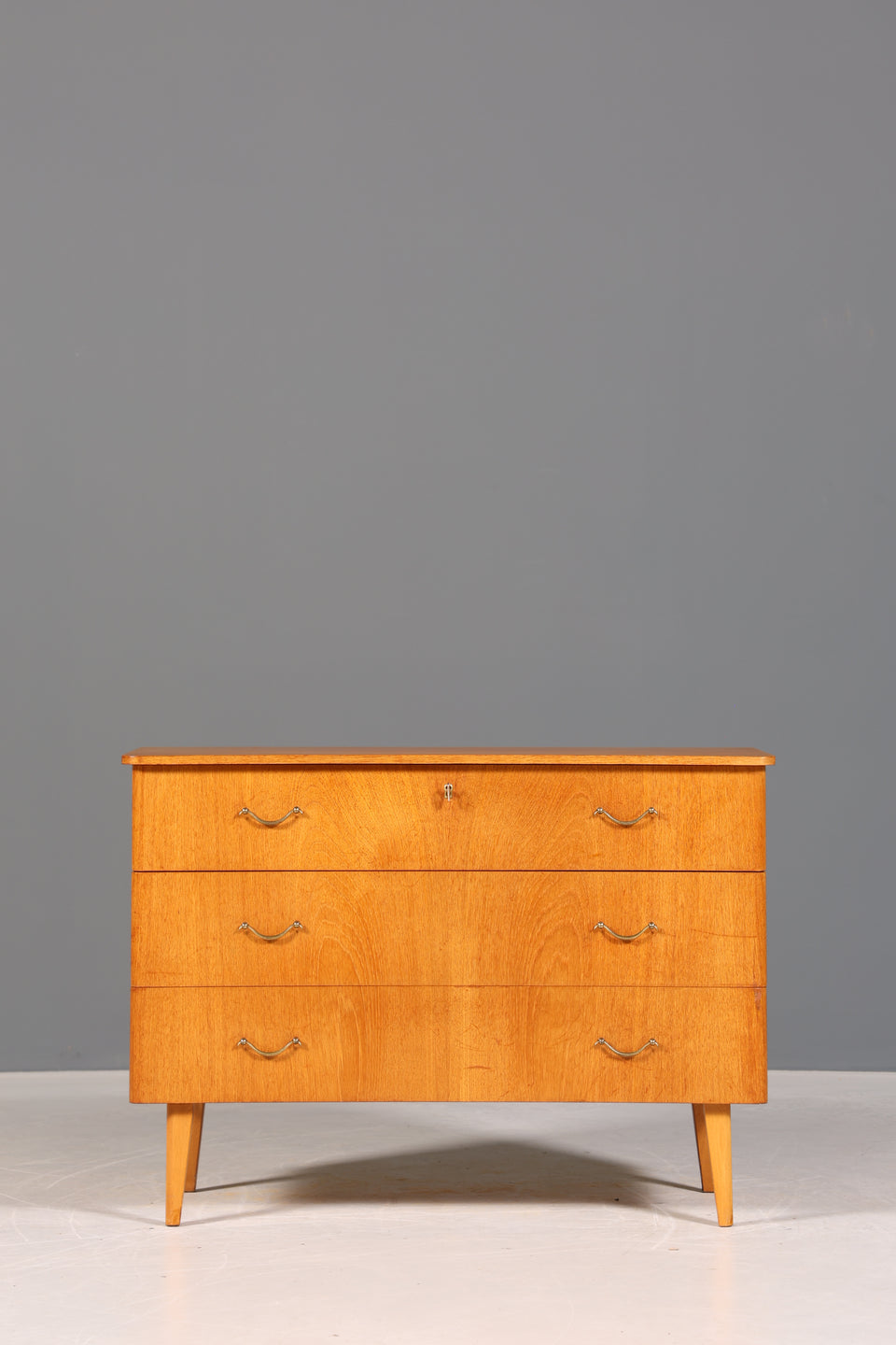 Schlichte Mid Century Kommode Teak Holz Sideboard Wäschekommode echt Holz Schubladenkommode