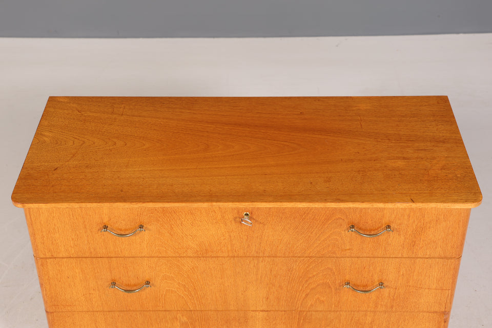 Schlichte Mid Century Kommode Teak Holz Sideboard Wäschekommode echt Holz Schubladenkommode