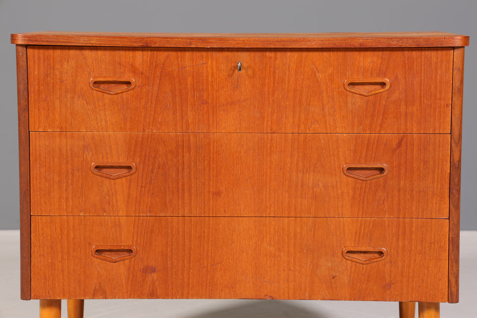 Stilvolle Mid Century Kommode "Made in Denmark" Teak Holz Sideboard Wäschekommode echt Holz Schubladenkommode