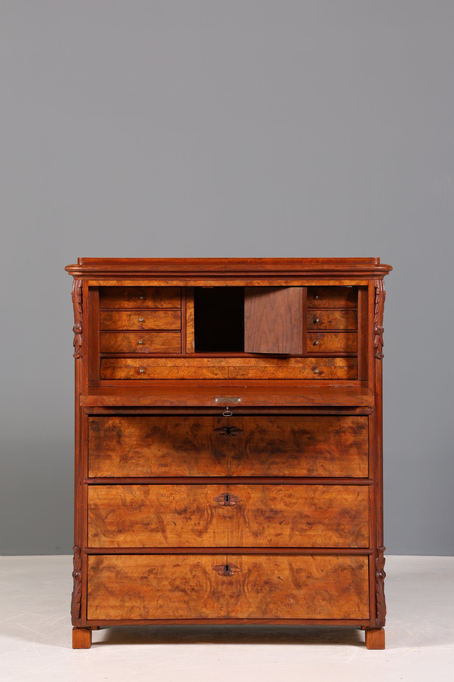 Stylish Louis Philippe Secretary Vertiko Wilhelminian style chest of drawers around 1880 desk