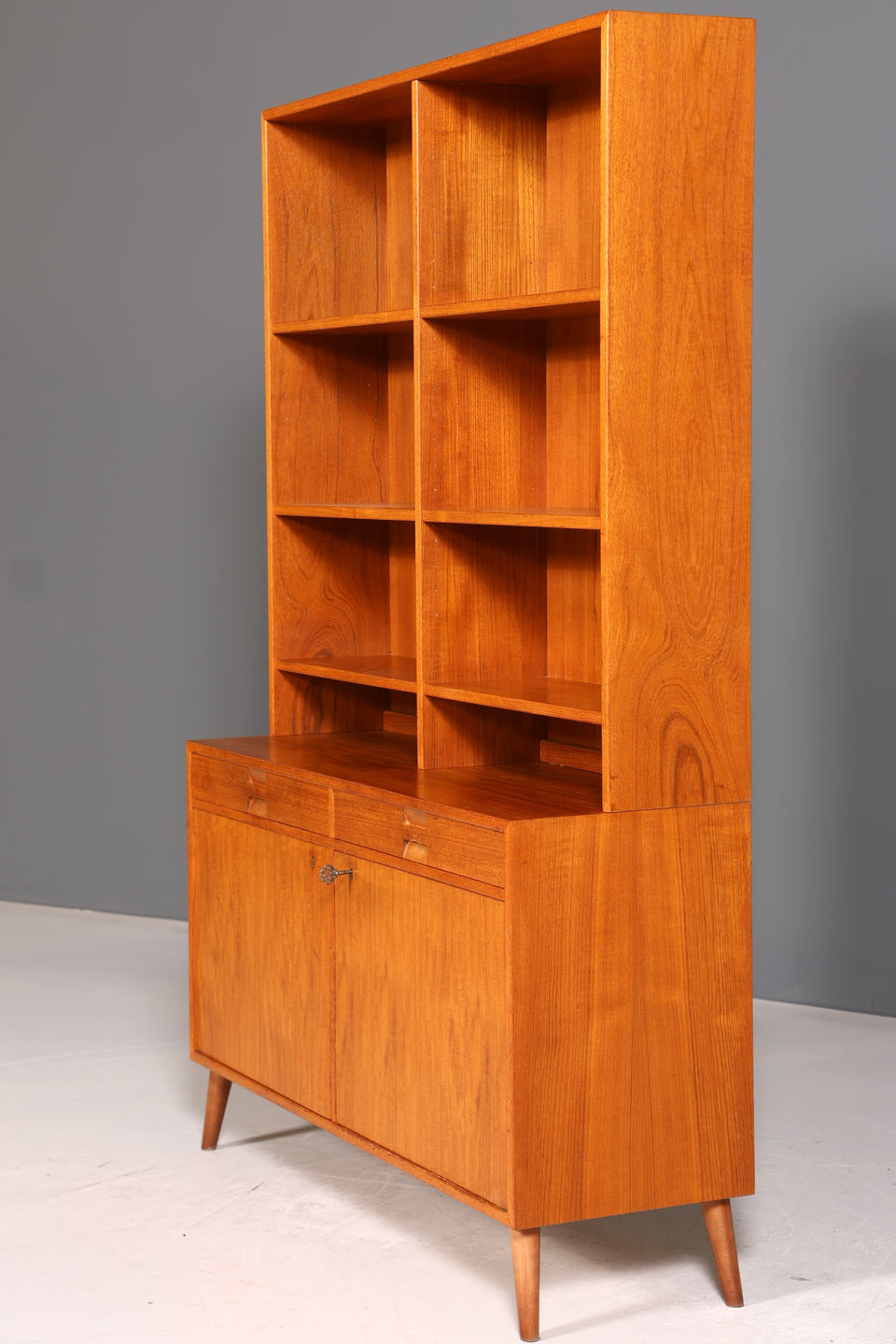 Traumhaftes Mid Century Regal echt Holz Schrank Danish Design Retro Kommode Vintage Bücherregal 60er Jahre